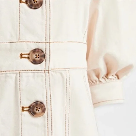 Tory Burch Cream Button-Down Midi Dress - Picture 2 of 6